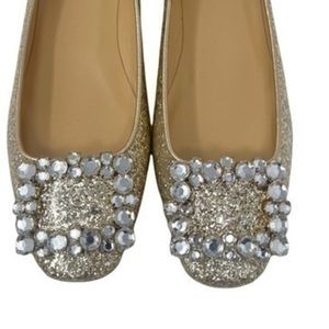 Kate Spade Norella Flats Gold Sparkle Crystal Buckle